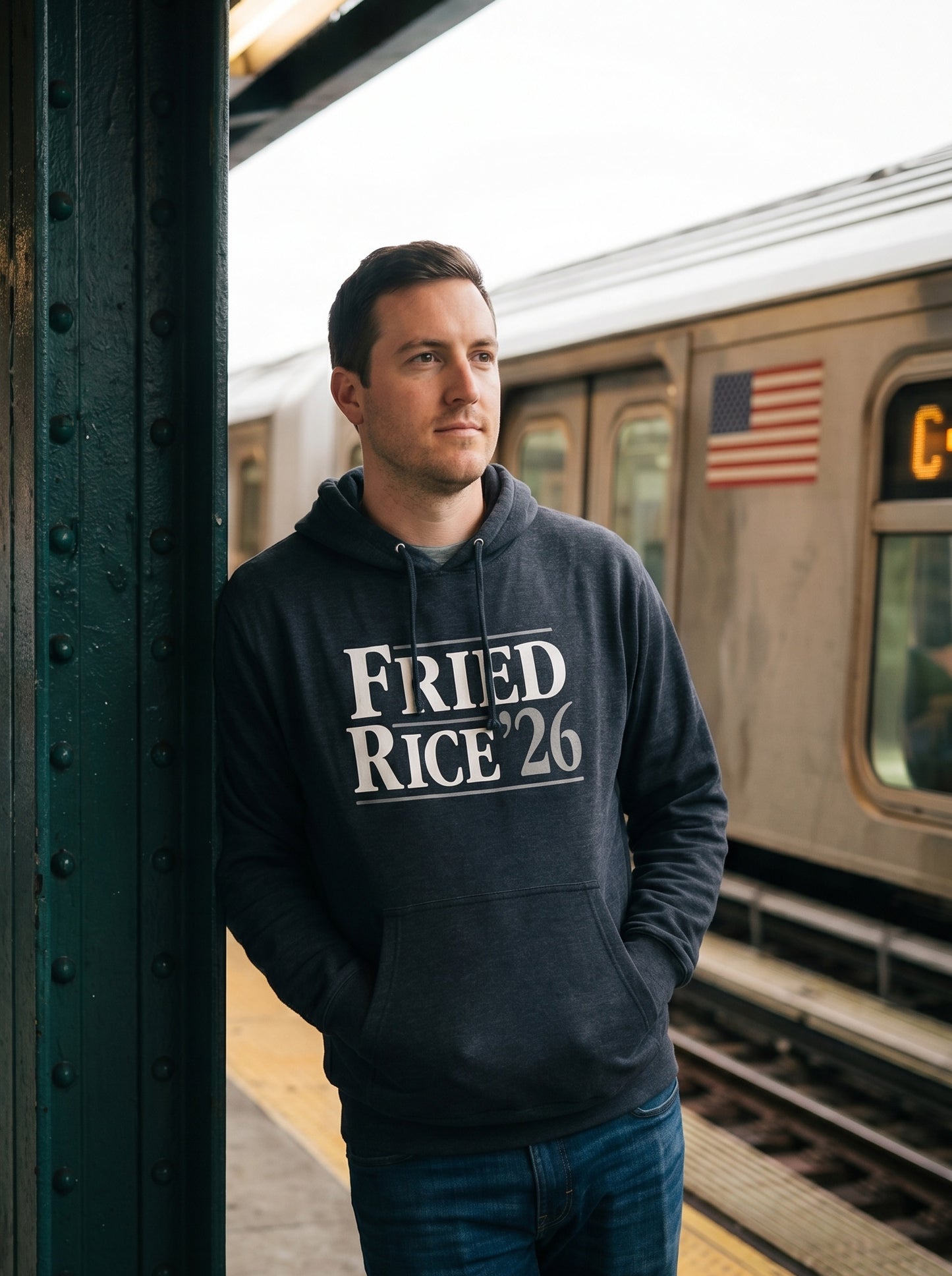 "Fried/Rice ’26" Vintage Navy Hoodie