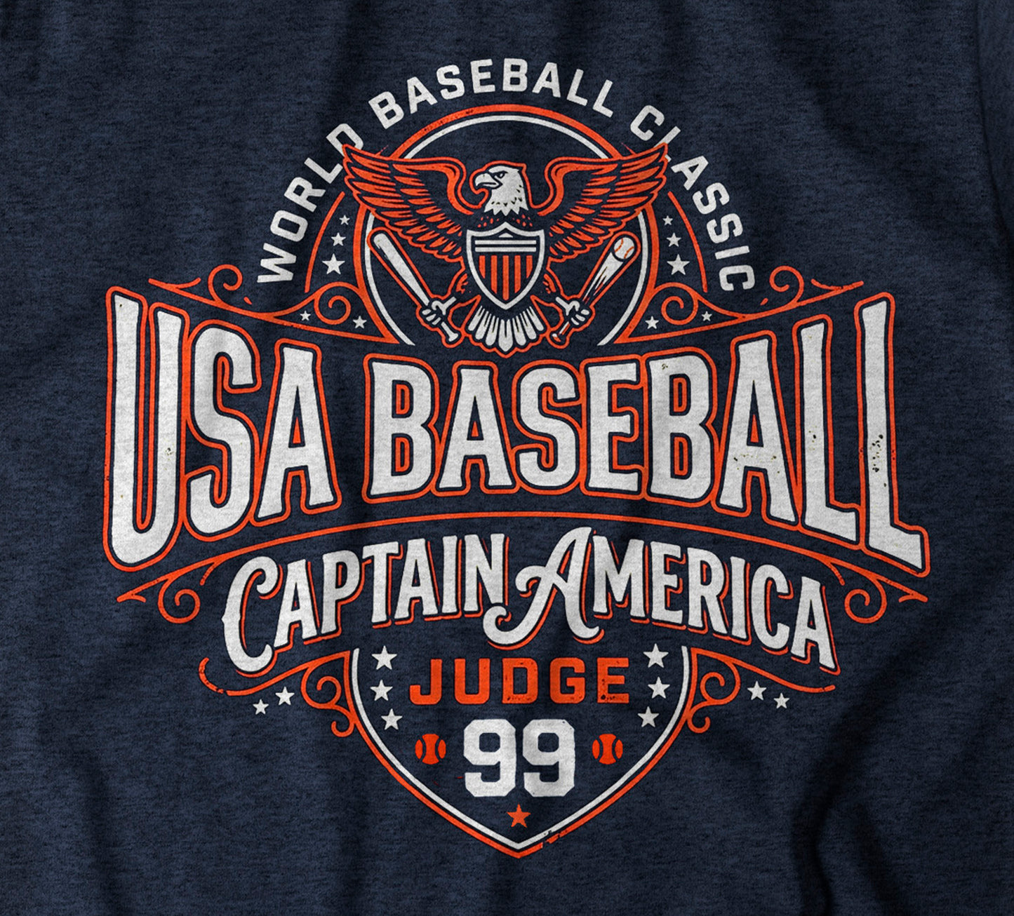 "USA Baseball Captain America Crest" Vintage Navy T-shirt
