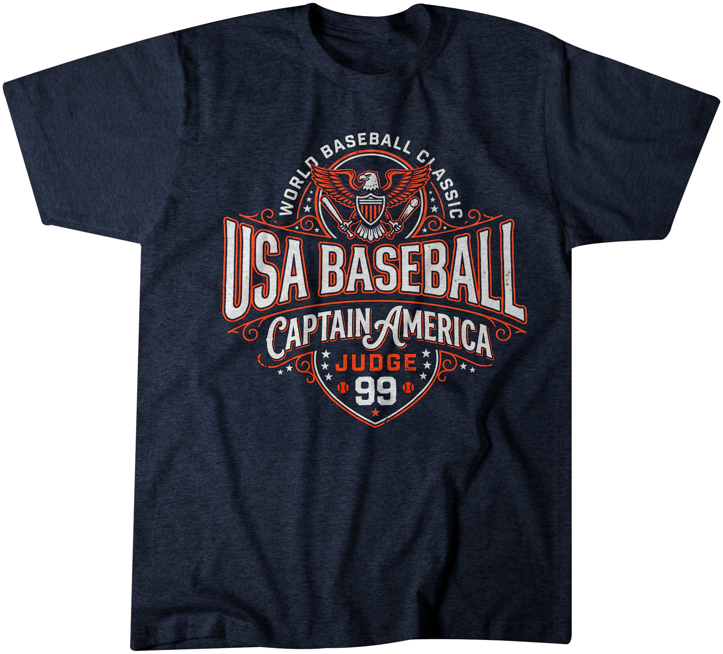"USA Baseball Captain America Crest" Vintage Navy T-shirt