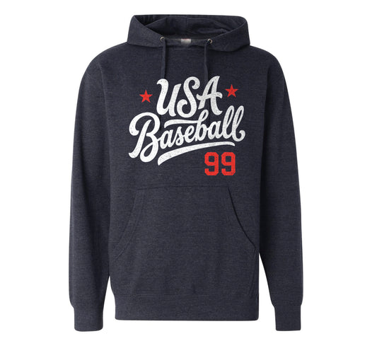 "USA Baseball 99" Vintage Navy Hoodie